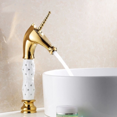 new fashion horse head solid brass with ceramic and diamond body bathroom faucet single handle hj-819k