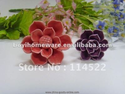 nice handmade ceramic flower knobs cute knobs whole and retail discount 200pcs/lot mg-7 [Door knobs|pulls-1258]