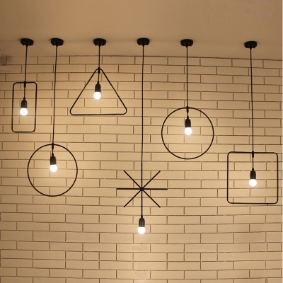 one sample order new style geometrical figure simple iron black finished pendant lamps [pendant-lights-4175]