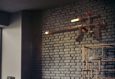 retro iron pipe loft gun wall lamp with 2 lights,original personality wall light for bar home lighting,e27 bulb included [edison-loft-wall-lights-2745]