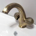 retro style washbasin faucet bathroom double handle single hole cold and water tap antique brass faucets