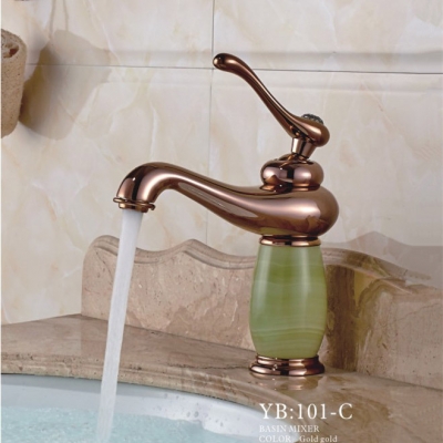 solid brass jade basin faucet,single handle rose golden bathroom vanity sink lavatory faucet yb-101c