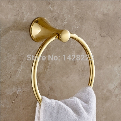 ti-pvd bathroom brass towel ring wall mounted copper round shape towel shlef