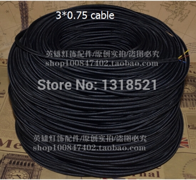 vintage black color 2*0.75m^ twisted electrical wire copper electrical wire pendant light lamps line [lamp-cables-3232]