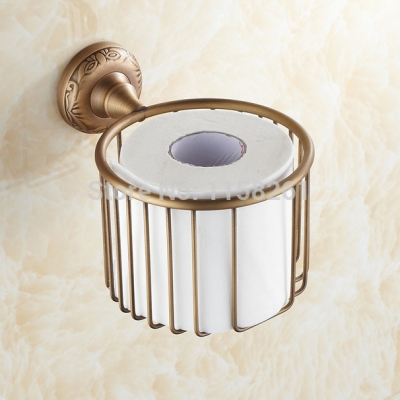 whole and retail antique bronze bathroom brass toilet paper holder roll holder paper towel holder shower storage kh-8681