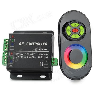 wireless multifunction rf music controler rgb led controller - black for rgb strip module (dc 12v/24v)