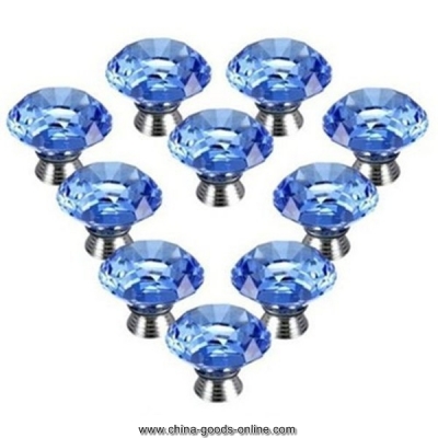 10 pcs 30mm crystal glass clear diamond cupboard wardrobe cabinet door handle knobs drawer for kitchen bedroom furniture