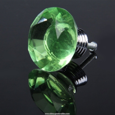 10pcs diamond shape crystal glass drawer pull handle knob (green) wonderful gift