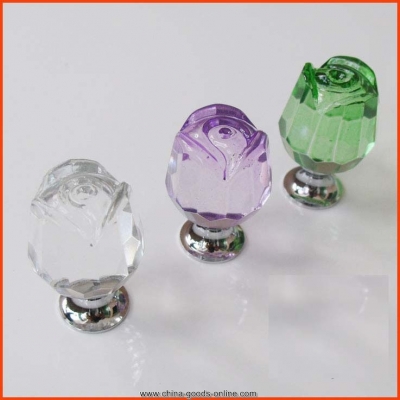10pcs furniture hardware crystal glass rose kitchen drawer handle knobs clear green purple furniture knob door handles pull [Door knobs|pulls-2062]