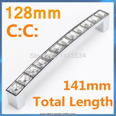 10pcs length 5.55 inch hole c:c: 5.04 inch modern crystal glass handle drawer handle furniture pulls cabinet handle