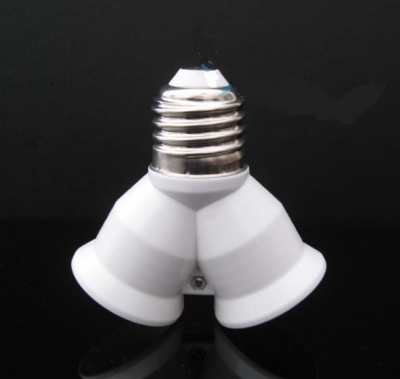 1pcs/lot e27 to 2 e27 light lamp bulb adapter converter splitter e27 to two e27 adapter [e17-e27-e39-e40-socket-5344]