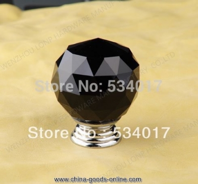 2013 new10pcs design fashion k9 black crystal glass chrome cabinet knobs door drawer handle new (diameter: 30mm color:black)