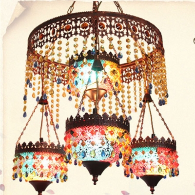 2015 coffee house romantic bohemia mediterranean colorful glass 4 head chandelier european nostalgic led iron pendant chandelier [bohemia-style-226]
