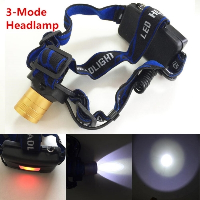 2016 new arrival xml t6 led headlight headlamp head lamp light 3-mode torch +eu/us car charger for fishing lights