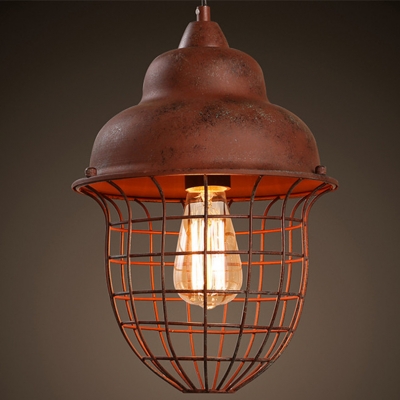 2016 vintage 1 head rust iron birdcage edison pendant light industrial style bar pendant light