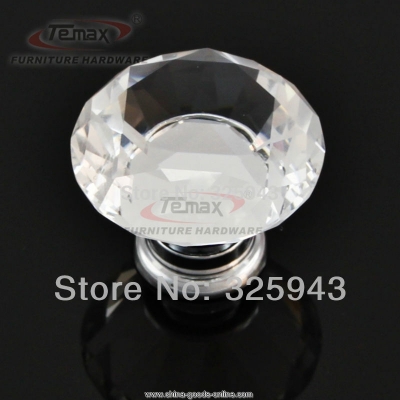 2pcs 40mm clear glass crystal kitchen cabinets dresser knobs drawer pulls furniture bedroom