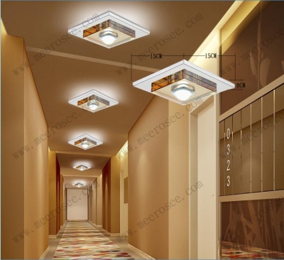 3 watt led ceiling light fixture crystal glass ceiling lamp for hallway corridor aisle led lighting square fast [led-ceiling-light-4606]