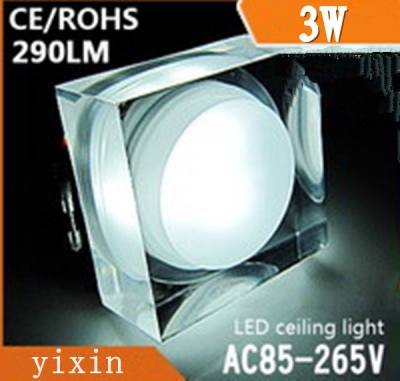 3w acrylic led ceiling light,ac85~265v,290lm,aluminum+acrylic,10pcs/lot ce & rohs,2 year warranty ,square recessed lamp [led-ceiling-light-1463]