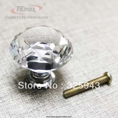 400pcs 30mm clear zinc glass crystal knobs and handles cabinet dresser drawer knob pulls door kids kitchen