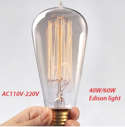 4pcs 40w/60w classical vintage retro e27 filament edison bulb light warm white 110v 220v antique incandescent bulb lamp [4-pieces-wholesale-edison-bulb-4124]