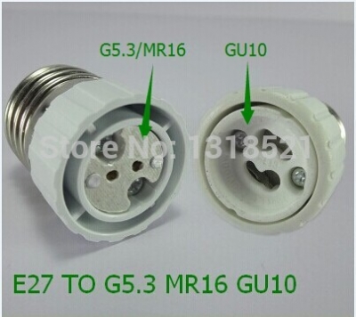 6pcs e27 to gu10 adapter converter base holder e27 to g5.3 mr16 socket for led light lamp bulbs e27 to gu10 mr16 g5,3 [lamp-base-3098]