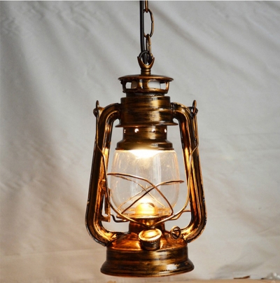 american countryside retro brief vintage nostalgi lantern kerosene pendant lights lamp e27 lamp base antique brown color
