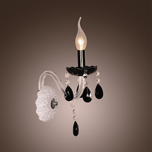 black crystal wall lamp light with candle bulb e12/e14