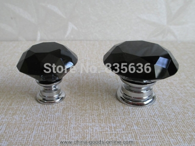 black glass knobs pulls knob chrome metal / silver modern crystal knob [Door knobs|pulls-1488]