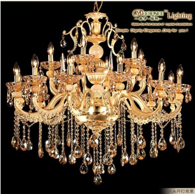 classic crystal chandelier light gold color crystal lighting with 18 arms md143002-l12+6 d1000mm h900mm