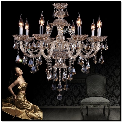 contemporary glass crystals chandeliers flush mount cognac pendente lighting fixtures for dining room md8221-l8 [crystal-chandelier-glass-2131]