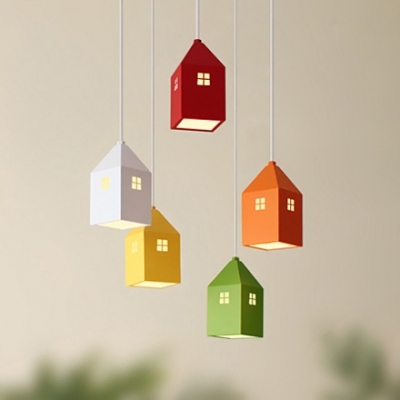 creative mini house countryside cartoon pendant light for children's bedroom living room kindergarten ac 90-265v