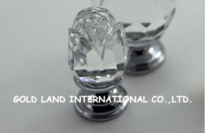 d20xh32mm pure brass k9 crystal glass flower knob