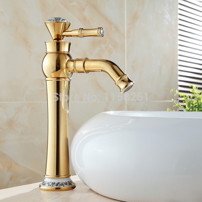 deck mounted tall single ceramic handle basin sink faucet golden bathroom sink mixer taps al-7309bk [golden-bathroom-faucet-3419]