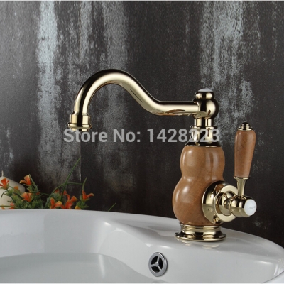 deluxe and cold golden bathroom vessel sink faucet single handle one hole deck mounted a493 [golden-3272]