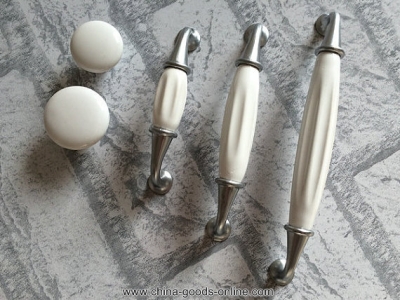dia: 1.5" (38 mm) white ceramic knobs silver white dresser pulls drawer pull knobs ceramic kitchen cabinet door knobs
