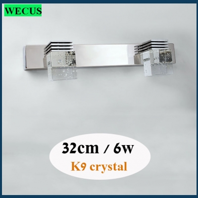 fashion k9 crystal led wall lights ac85-265v 6w living room bedroom mirror front wall mount sconce led bathroom mirror lamps