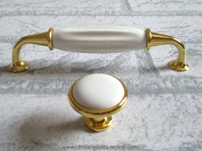 gold white knobs dresser pulls drawer pull handles ceramic / kitchen cabinet door knobs handle porcelain furniture handle [Door knobs|pulls-1203]