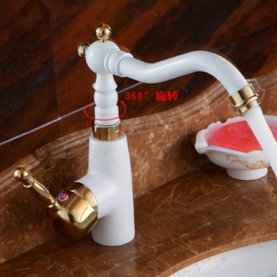 kitchen faucet white brass swivel bathroom basin sink mixer tap faucet crane and cold water mixer lx-2128b [golden-bathroom-faucet-3449]
