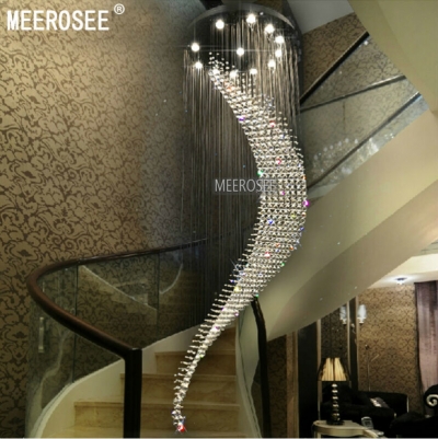 large spiral crystal ceiling light fixture big lustres de cristal light fitting villa crystal lamp for staircase, hallway, lobby [ceiling-light-1215]