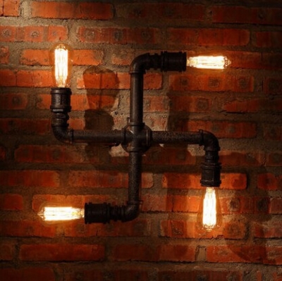 loft retro pipe minimalist industrial personality wall light with 4 lights,for restaurant bar dining room,bulb included,90v~260v [edison-loft-wall-lights-2624]