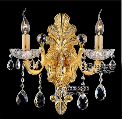 luxurious meerosee crystal wall sconces light wall candle lighting fixture gold color traditional style md8739
