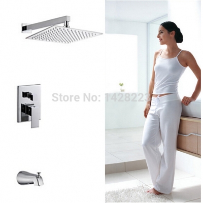 luxury 8" ultrathin showerhead bathroom shower set faucet single handle chrome finished [chrome-1582]