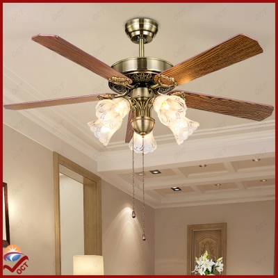 luxury antique bronze fans lamp 220v 110v 240v 52" wooden blades pendant lampshade bedroom ceiling fan lights ventilador de teto [ceiling-fans-2933]