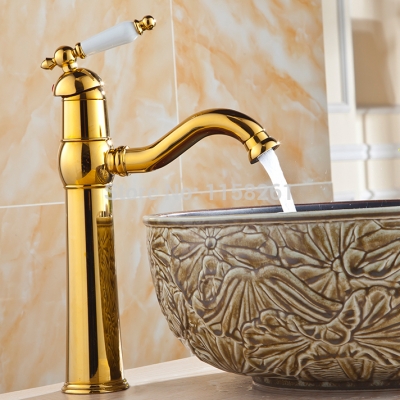 luxury fashion solid brass with ceramic handle tall deck mounted bathroom faucet single hole mixer tap home decoration 7630k