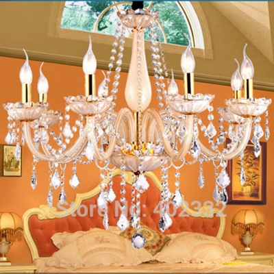 mediterranean simple fashion led k9 crystal chandelier european pastoral glass chandelier for dining / living room [european-style-177]