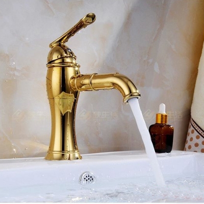 ! new bathroom brass mixer bath tap basin faucet single handle golden faucet sink faucet bath mixer ltg-014