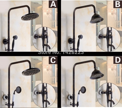 oil rubbed bronze single handle brass bathroom shower bathtub set faucet wall mounted 8" rainfall shower mixer tap