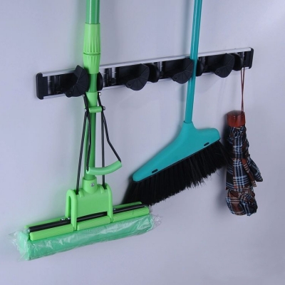 plastic wall mounted 5 position kitchen storage mop broom organizer holder tool hj-0718 [mop-frame-6511]