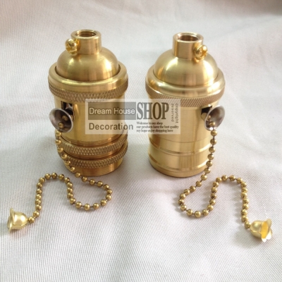 plating vintage e27 copper lamp base antique brass vintage plain chain switch pendant light switch lamp holder