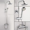 retail- luxury brass head rain shower set, thermostatic mixer overhead shower set, wall mounted, 2081